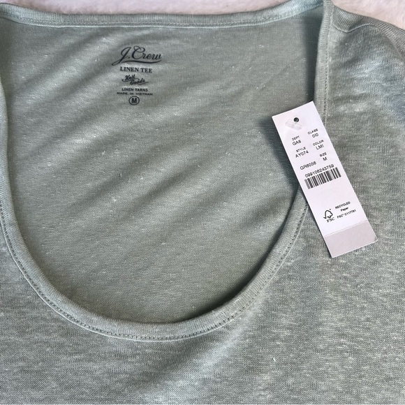 J.Crew 100% Linen Relaxed Tee Sage Green Color Size Medium - Picture 10 of 11